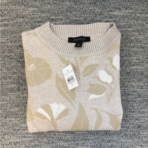 NWT ANN TAYLOR Cream and Gold Sweater XS